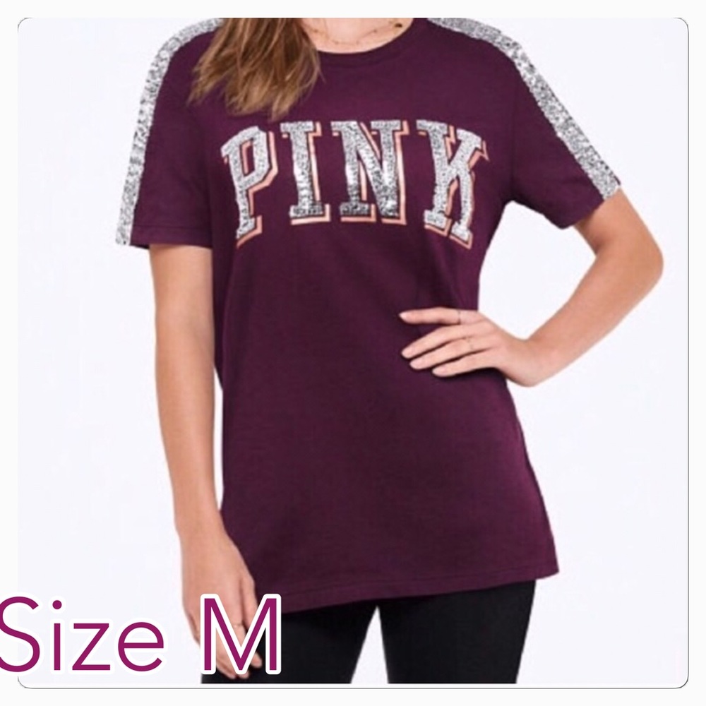 VS PINK BLING PERFECT CREW TEE - Picture 1 of 1
